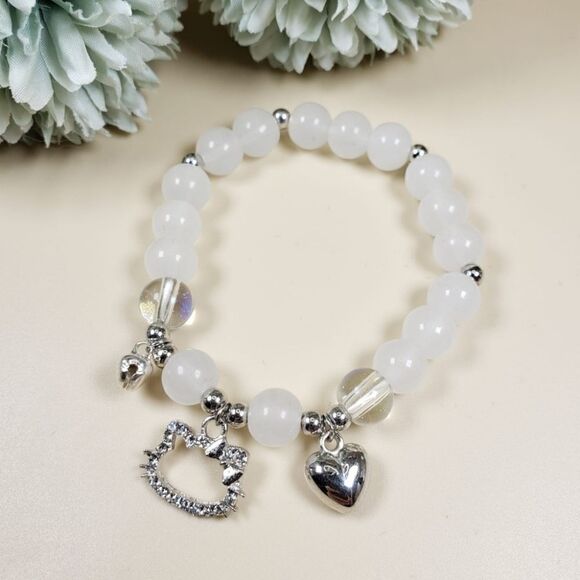Brand New Hello White White Stones With Silver Rhinestone Bracelet - Picture 1 of 6